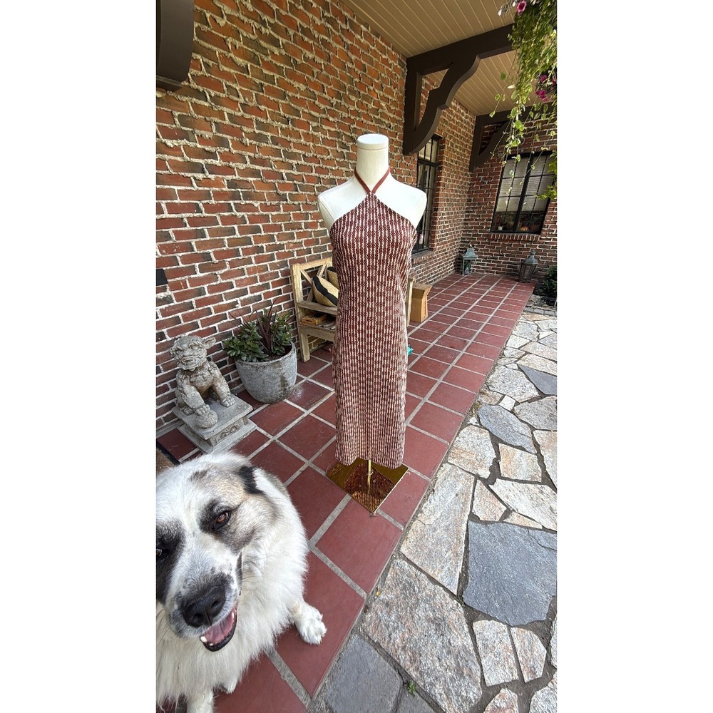 Steve Madden $98 Textured Knit Halter Midi Dress Medium